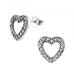 Cercei din argint inima vintage cu pietre DiAmanti DIA30795-White (Argint 925‰ 1,2 g.)